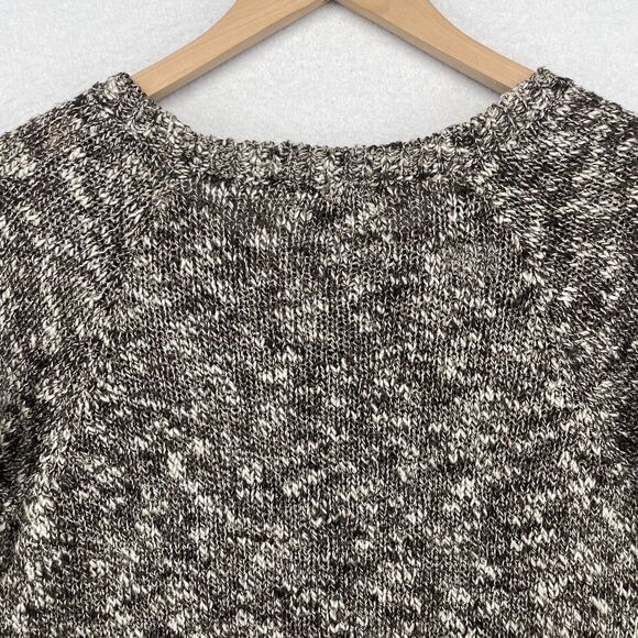 EILEEN FISHER Sweater PS Petite Linen Cotton Blend Round Neck Marled Brown USA - Picture 4 of 13